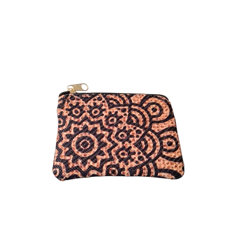Mandala Patterned Clutch - Black and Tan
